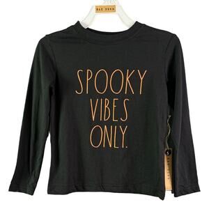 Kids Spooky Vibes Only Halloween Shirt Black Long‎ Sleeves Top Size 5